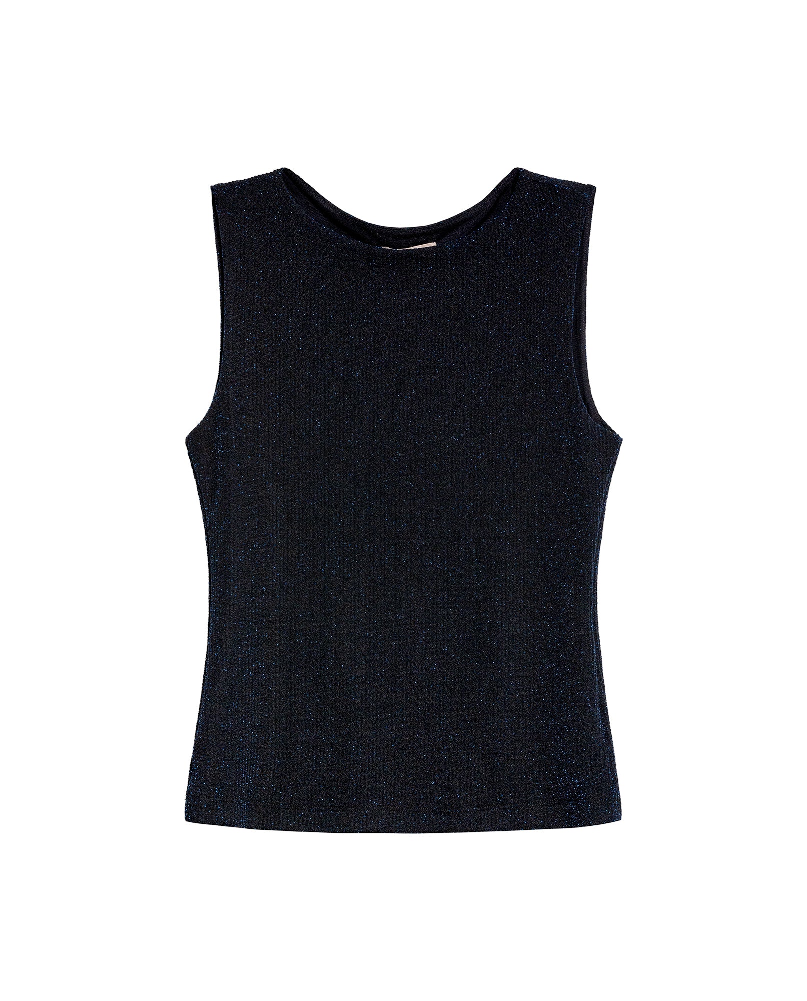 Women's Thread Almond Neckline Sleeveless Top in Nylon-Lurex Blend 709G026 - 2