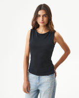 Women's Thread Almond Neckline Sleeveless Top in Nylon-Lurex Blend 709G026 - 1