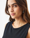 Women's Thread Almond Neckline Sleeveless Top in Nylon-Lurex Blend 709G026 - 4
