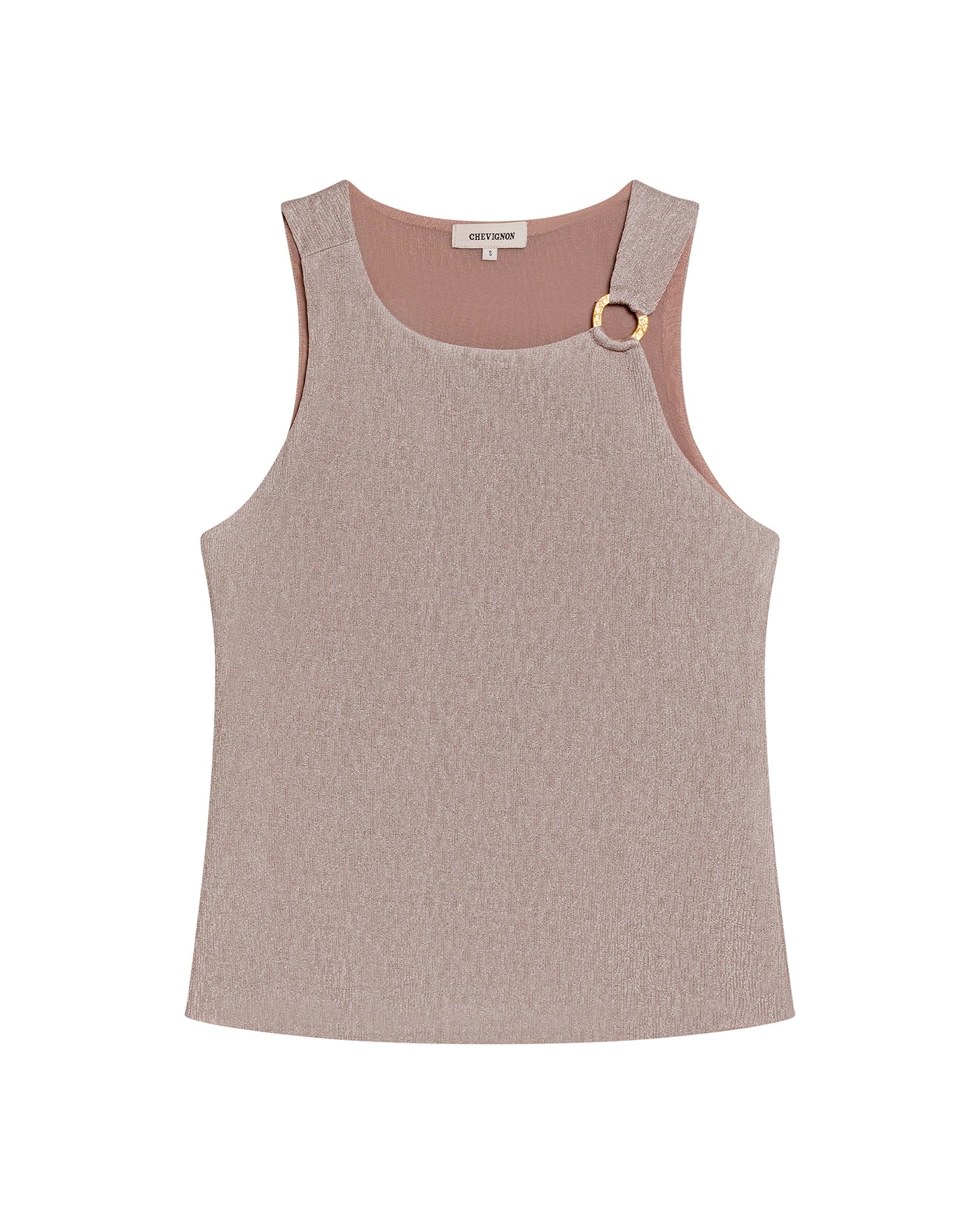 Women's Metal Ring Fitted Sleeveless Top in Polyester Stretch Blend 709G027 - 2