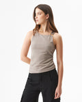 Women's Metal Ring Fitted Sleeveless Top in Polyester Stretch Blend 709G027 - 1