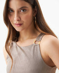 Women's Metal Ring Fitted Sleeveless Top in Polyester Stretch Blend 709G027 - 4