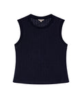 Women's Knit-Effect Sleeveless T-shirt in Cotton-Polyester Blend 709G028 - 2