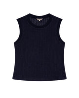 Women's Knit-Effect Sleeveless T-shirt in Cotton-Polyester Blend 709G028 - 2