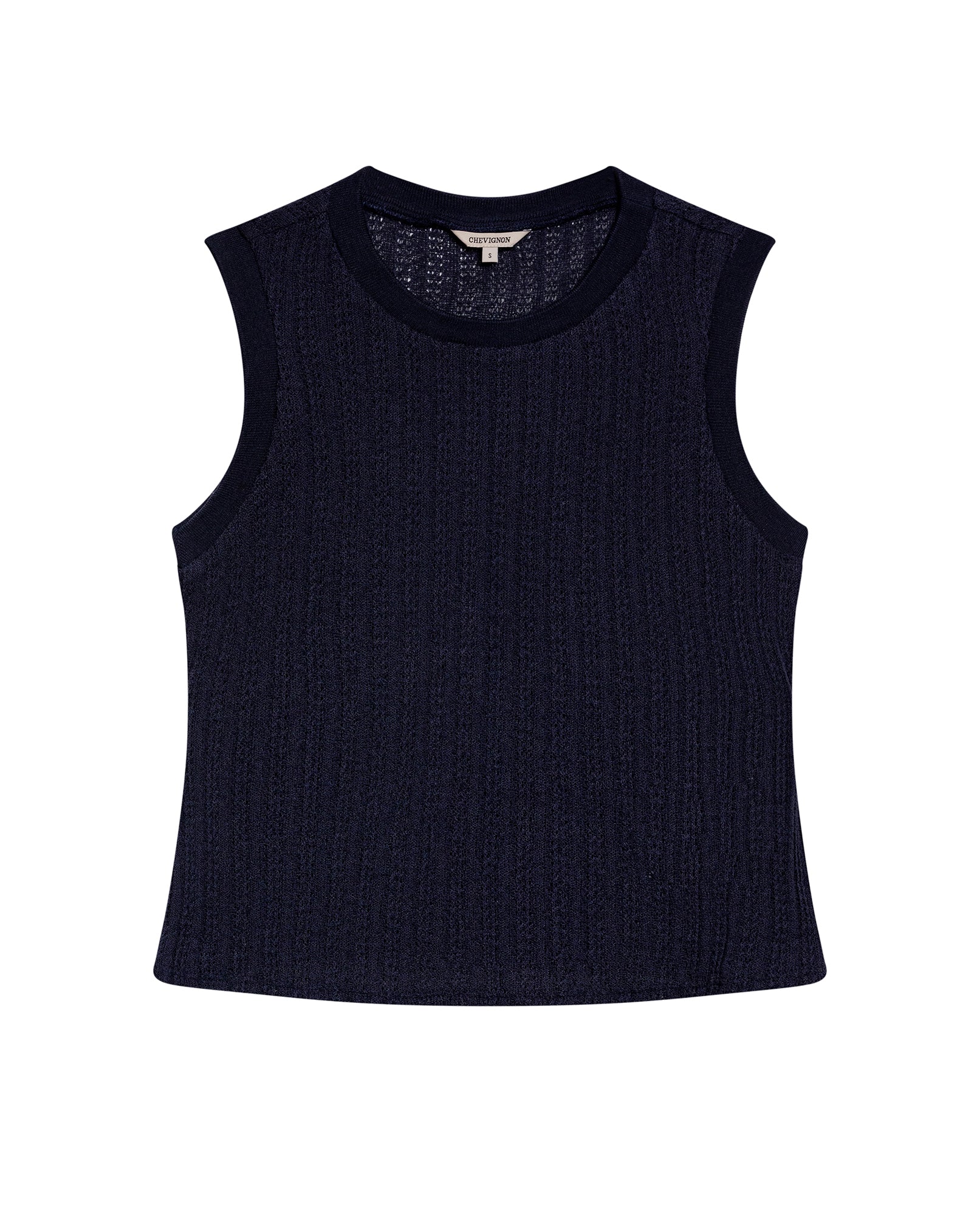 Women's Knit-Effect Sleeveless T-shirt in Cotton-Polyester Blend 709G028 - 2