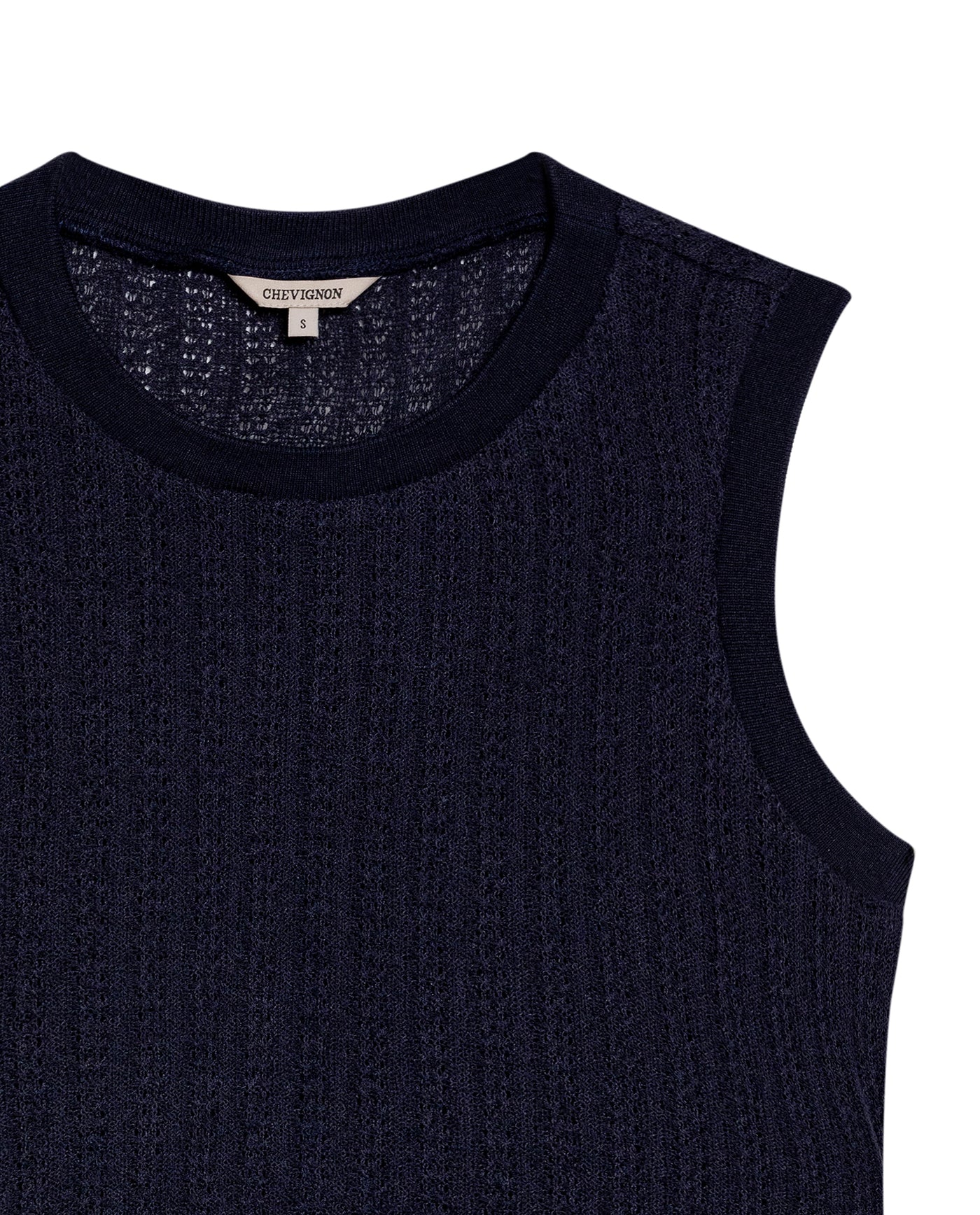 Women's Knit-Effect Sleeveless T-shirt in Cotton-Polyester Blend 709G028 - 6