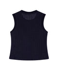 Women's Knit-Effect Sleeveless T-shirt in Cotton-Polyester Blend 709G028 - 7