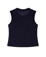 Women's Knit-Effect Sleeveless T-shirt in Cotton-Polyester Blend 709G028 - 7