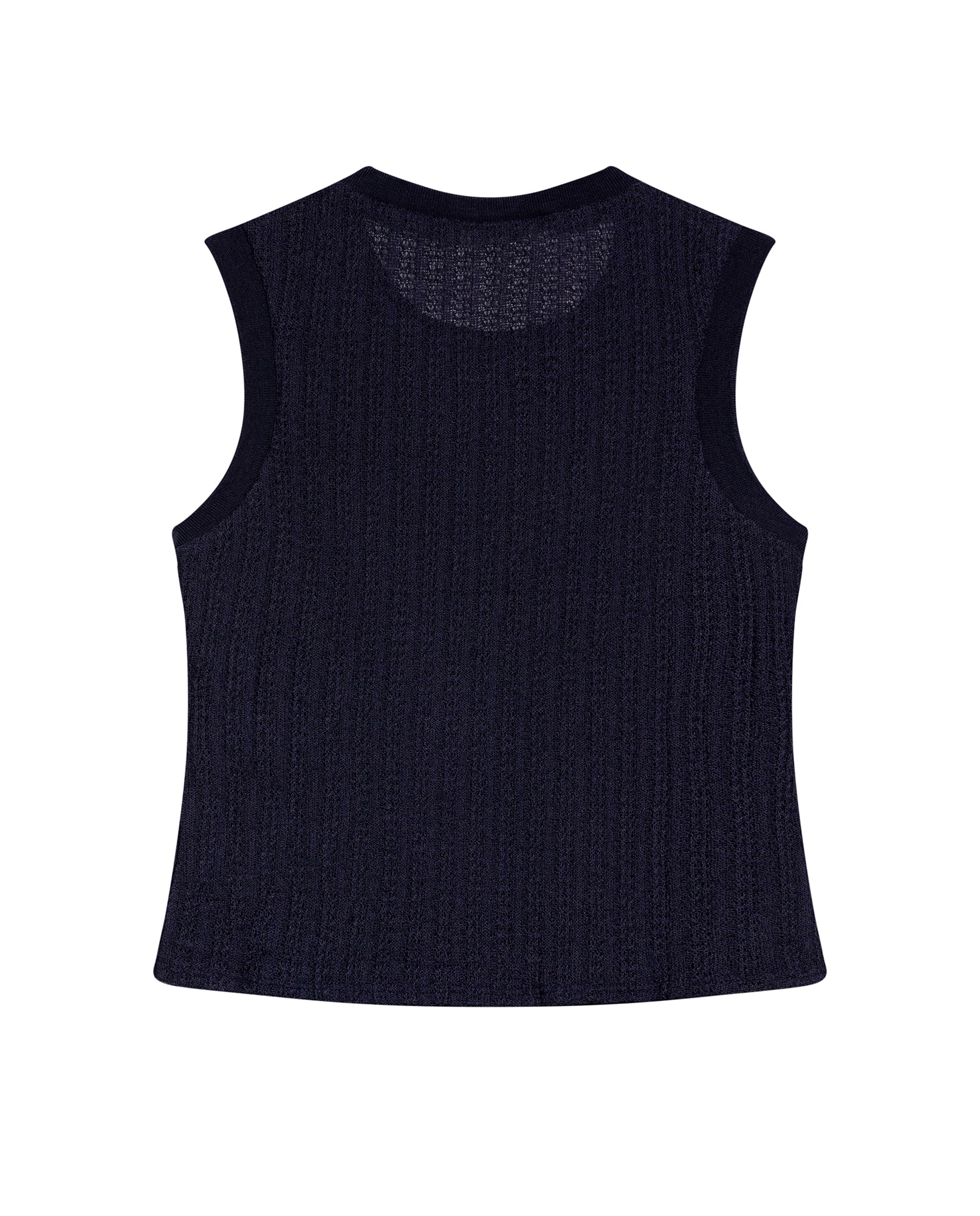 Women's Knit-Effect Sleeveless T-shirt in Cotton-Polyester Blend 709G028 - 7
