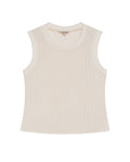 Women's Knit-Effect Sleeveless T-shirt in Cotton-Polyester Blend 709G028 - 2