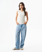 Women's Knit-Effect Sleeveless T-shirt in Cotton-Polyester Blend 709G028 - 3