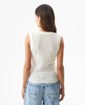 Women's Knit-Effect Sleeveless T-shirt in Cotton-Polyester Blend 709G028 - 5