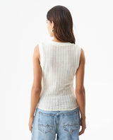Women's Knit-Effect Sleeveless T-shirt in Cotton-Polyester Blend 709G028 - 5