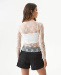Women's High Neck Long Sleeve T-shirt Slim Fit in Nylon Stretch Blend 709G030 - 5
