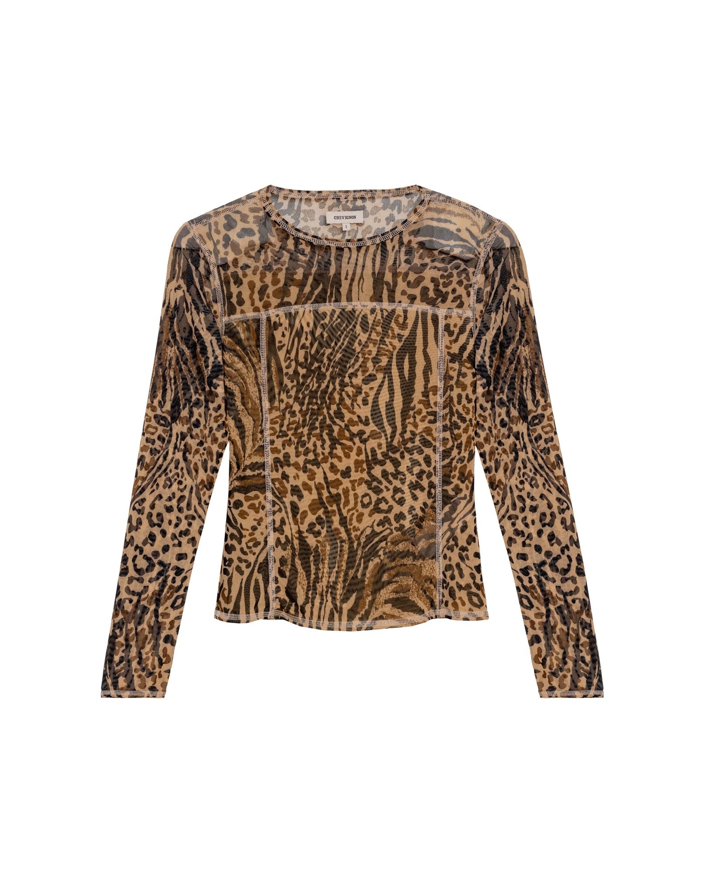 Women's Top, Long Sleeve Sheer - Animal Print 709G031 - 2