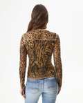 Women's Top, Long Sleeve Sheer - Animal Print 709G031 - 5