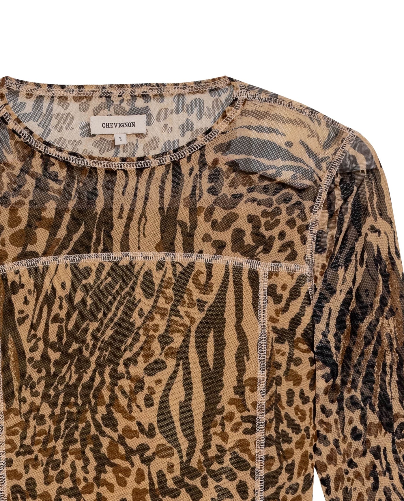 Women's Top, Long Sleeve Sheer - Animal Print 709G031 - 7