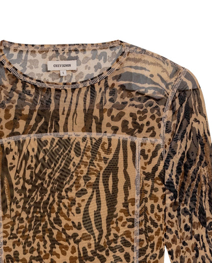 Women's Long Sleeve Sheer Top - Beige - 7