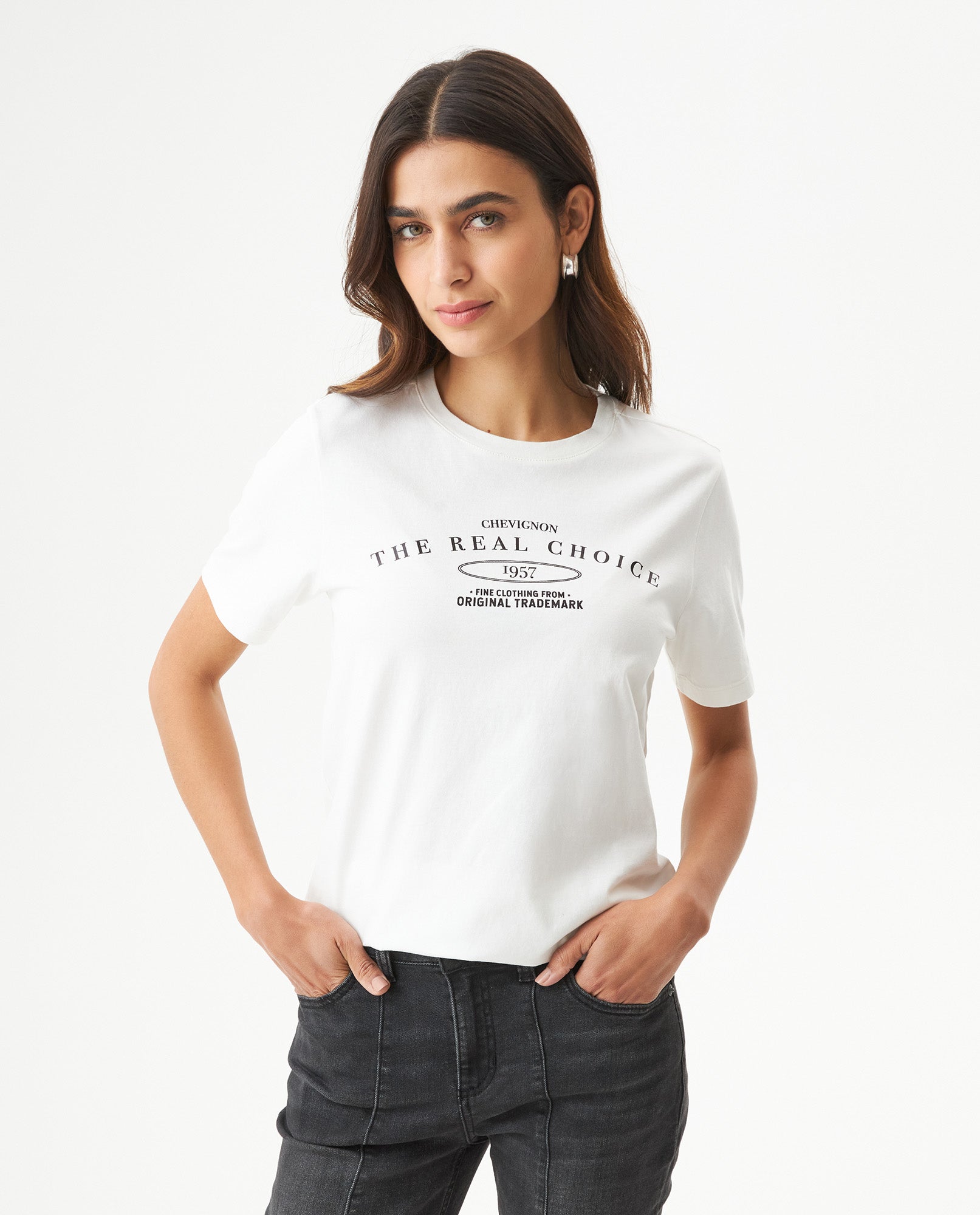 Women's Graphic Print Slim T-shirt in Cotton, Mariner 709G032 - 1