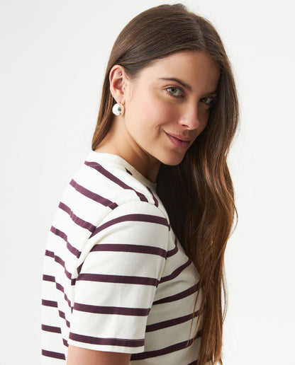 Women's Short Sleeve Striped T-shirt - Raw - 6