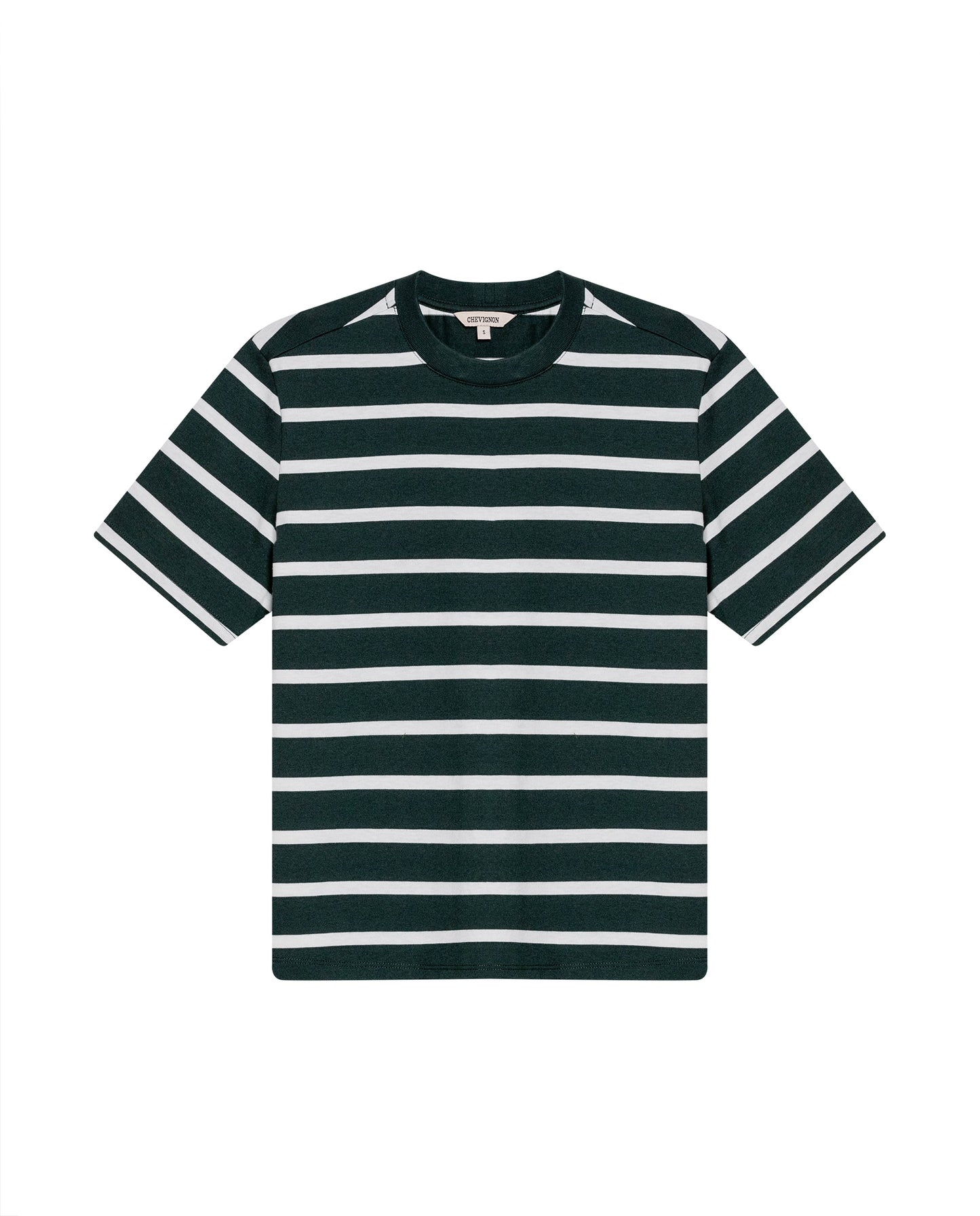 Women's Short Sleeve Striped T-shirt - Green - 1