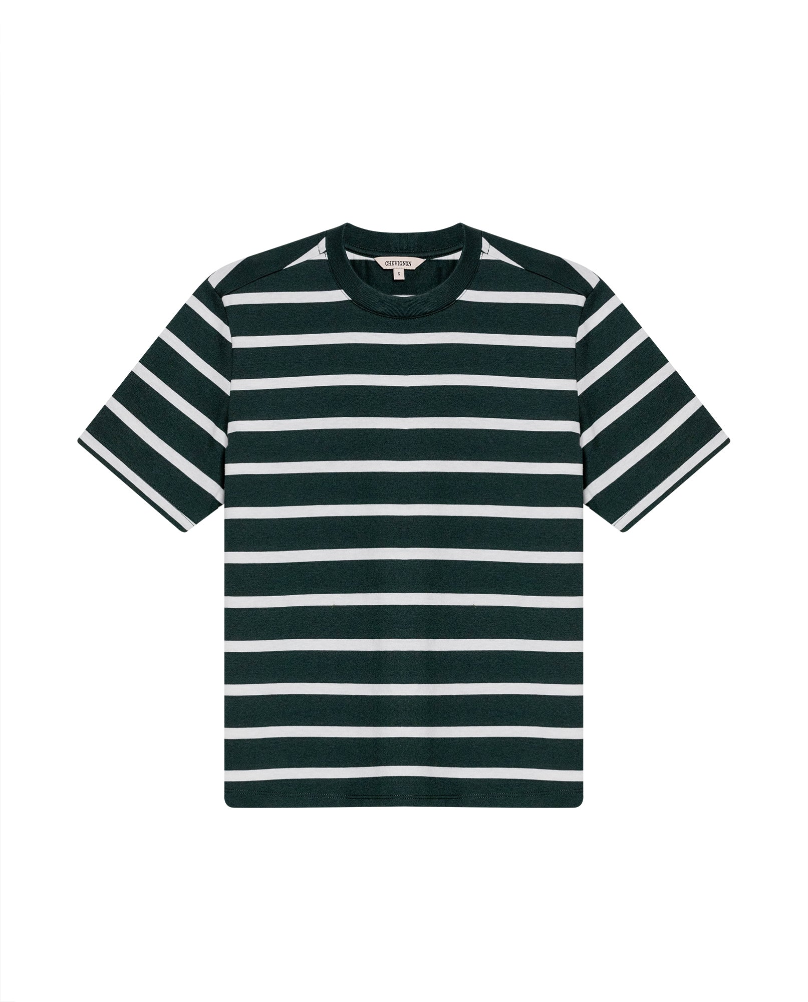 Women's Short Sleeve Striped T-shirt - Green - 1