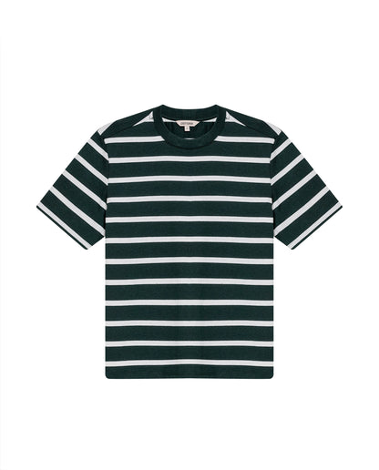 Women's Short Sleeve Striped T-shirt - Green - 1