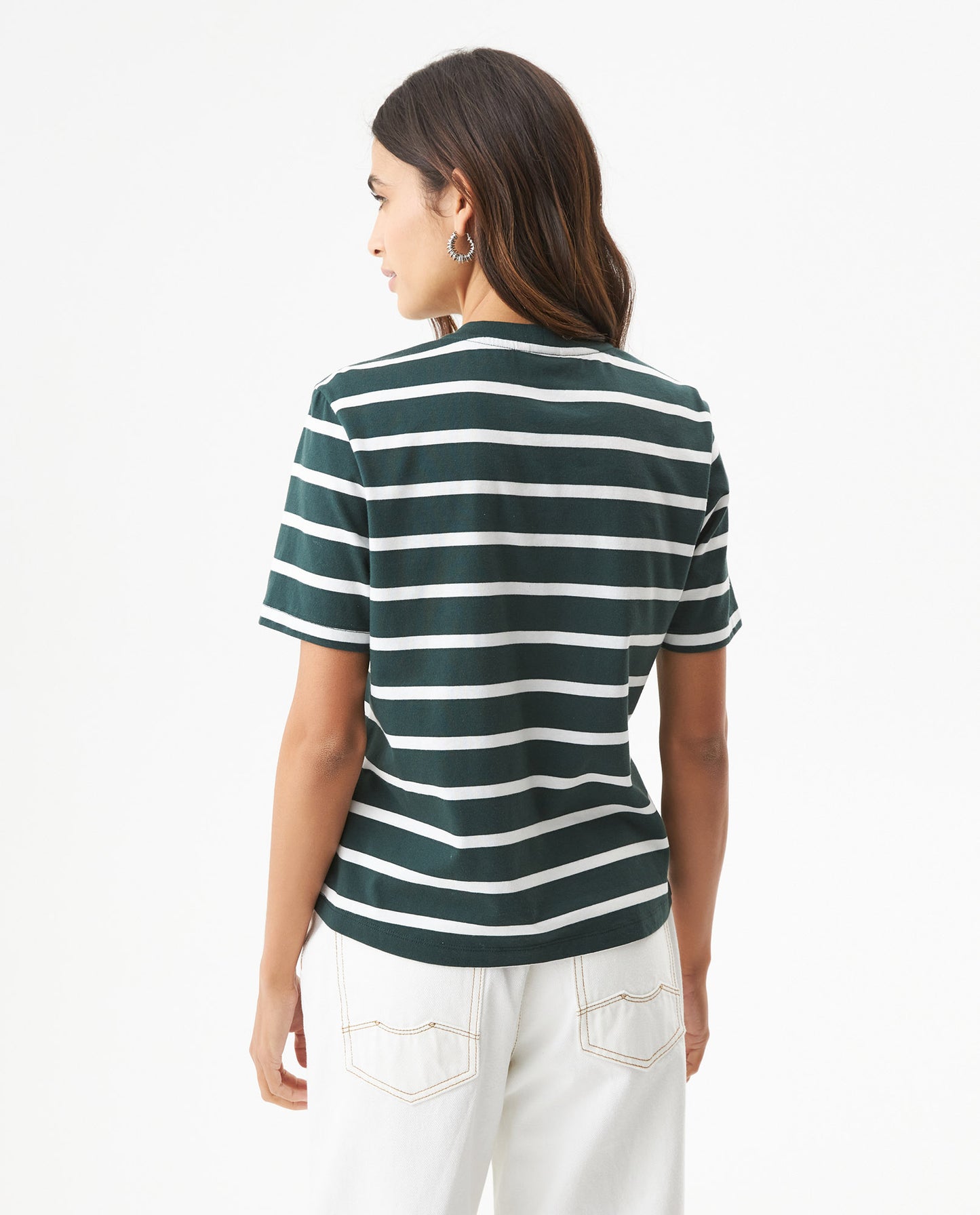 Women's Short Sleeve Striped T-shirt - Green - 5