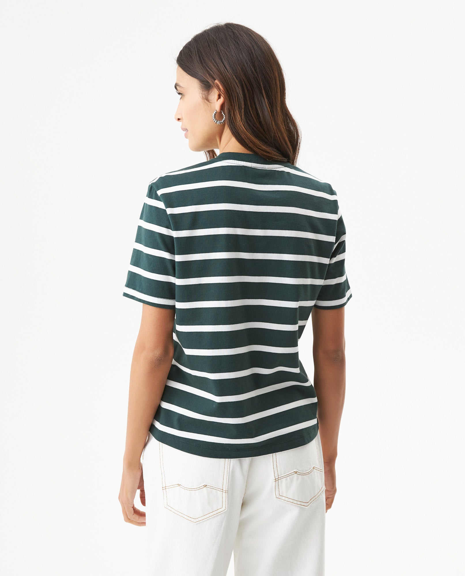 Women's Short Sleeve Striped T-shirt - Green - 5