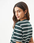 Women's Short Sleeve Striped T-Shirt - Green 709G033 - 6