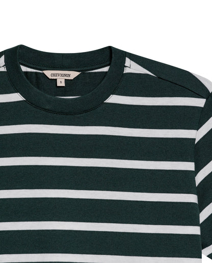 Women's Short Sleeve Striped T-shirt - Green - 7