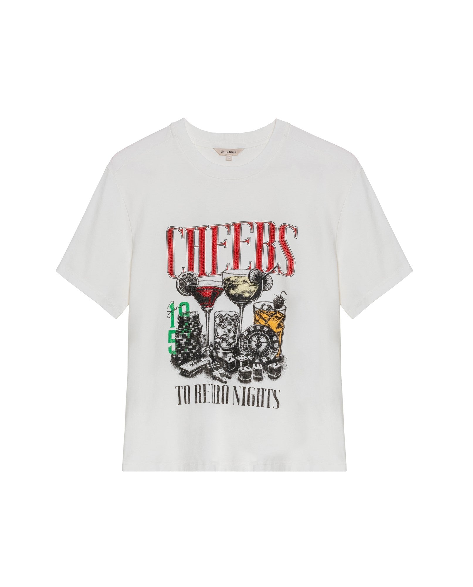 Women's Oversized Stone Accent T-shirt in Cotton, Moonlight 709G035 - 2