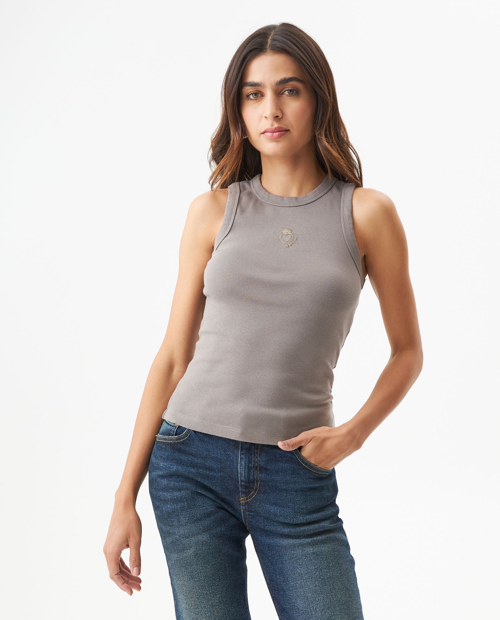 Women's Sleeveless Tank Top - Gray 709G039 - 1