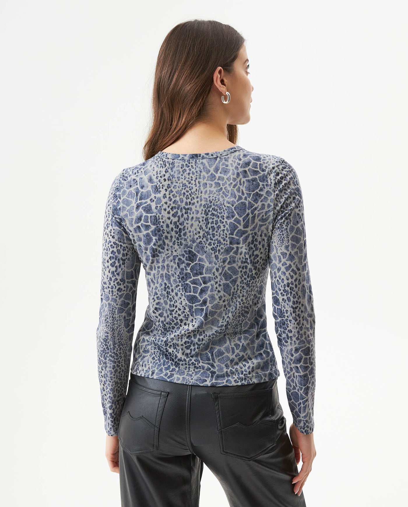 Women's Lurex Thread Long Sleeve Slim Fit T-shirt in Polyester Blend 709G044 - 5