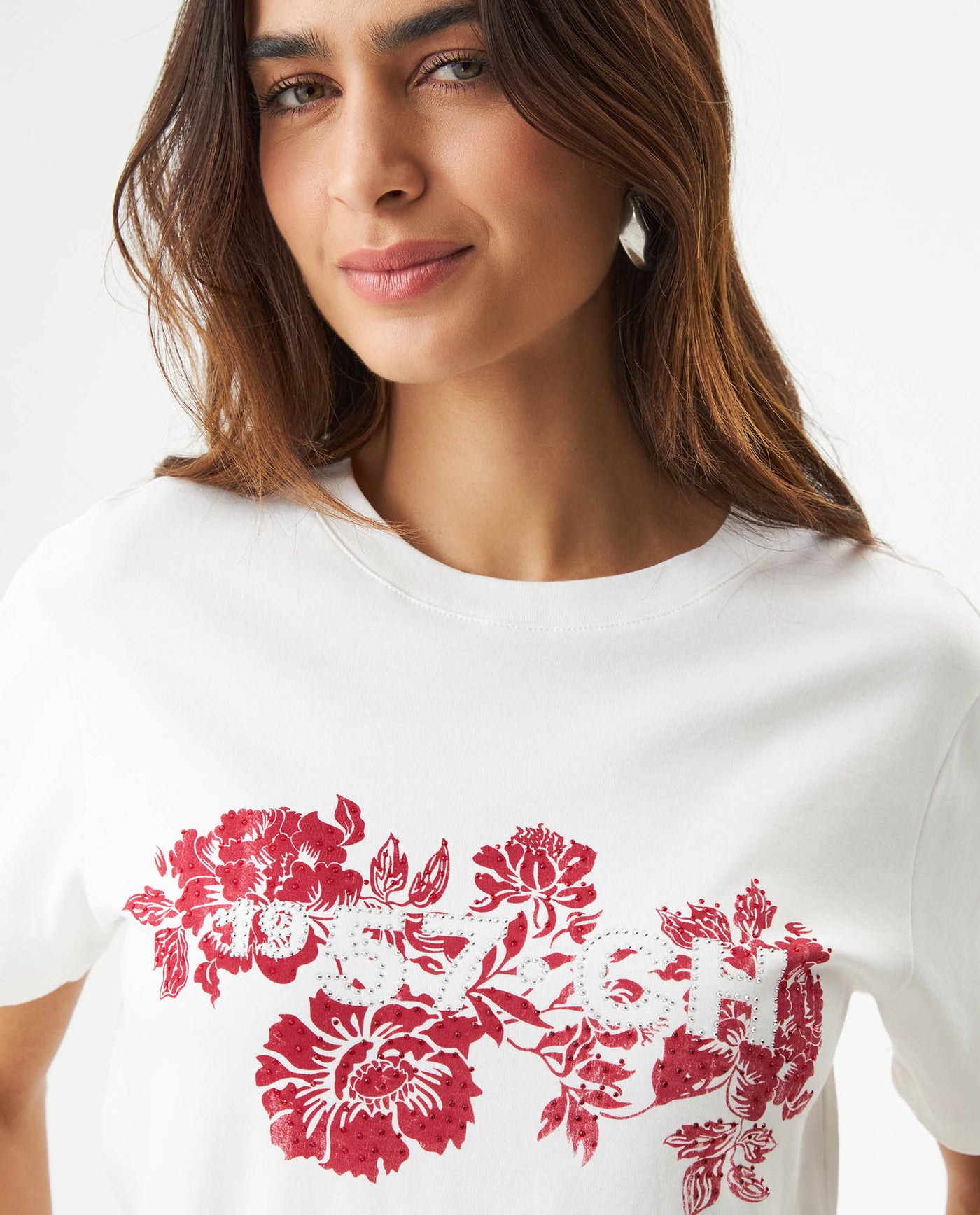 Women's Stone Accent Print Slim Fit T-shirt in Cotton, Luxe 709G045 - 4