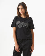 Women's Stone Accent Print Slim Fit T-shirt in Cotton, Luxe 709G045 - 1