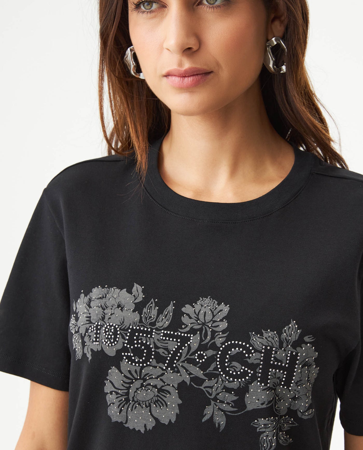 Women's Stone Accent Print Slim Fit T-shirt in Cotton, Luxe 709G045 - 4