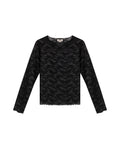 Women's Long Sleeve See-through Top - Black 709G048 - 2