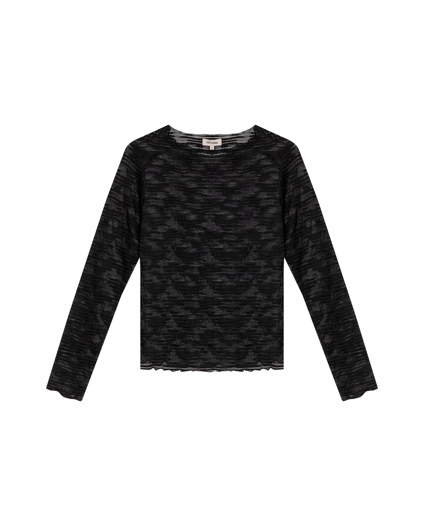 Women's Long Sleeve See-through Top - Black 709G048 - 2
