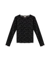 Women's Long Sleeve See-through Top - Black 709G048 - 2