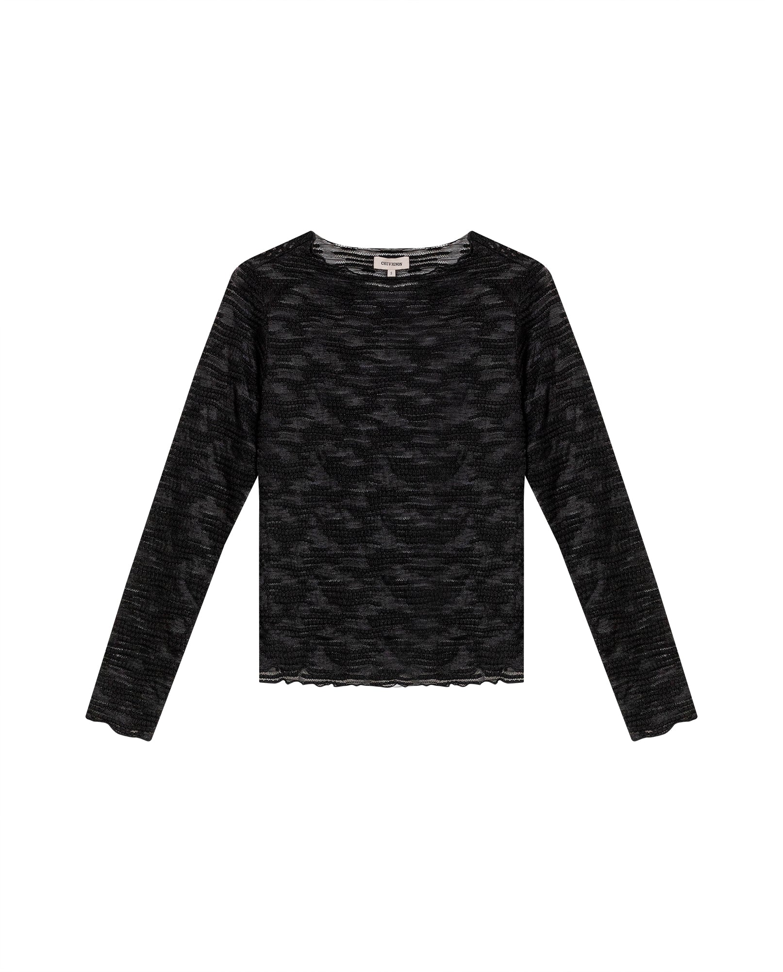 Women's Long Sleeve See-through Top - Black 709G048 - 2