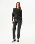Women's Long Sleeve See-through Top - Black 709G048 - 3