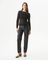 Women's Long Sleeve See-through Top - Black 709G048 - 3