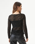 Women's Long Sleeve See-through Top - Black 709G048 - 5