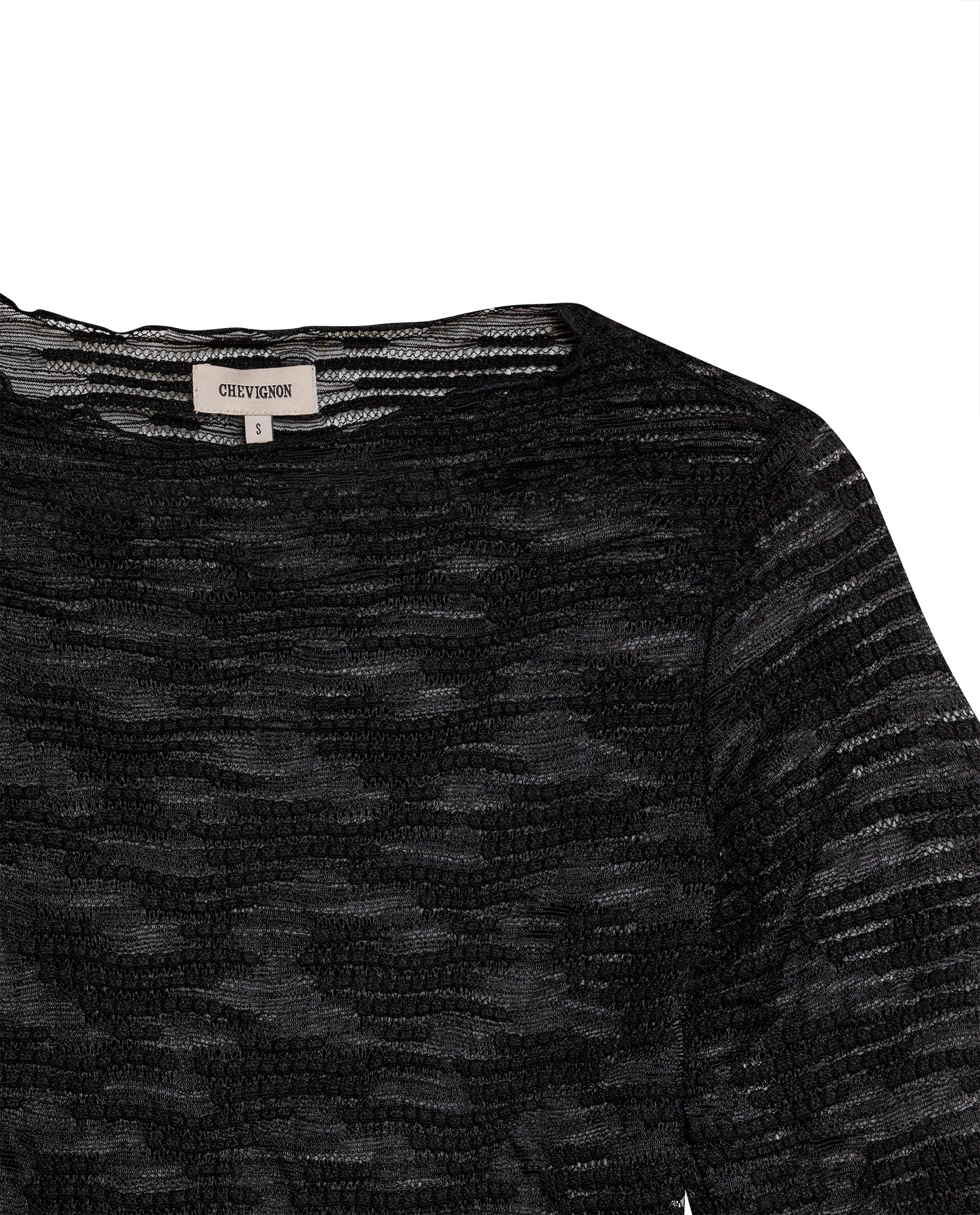 Women's Long Sleeve See-through Top - Black 709G048 - 7
