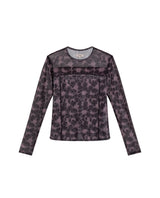 Women's Decorative Seam Long Sleeve Sheer Top Slim Fit in Polyester Stretch Blend, Refined 709G049 - 2