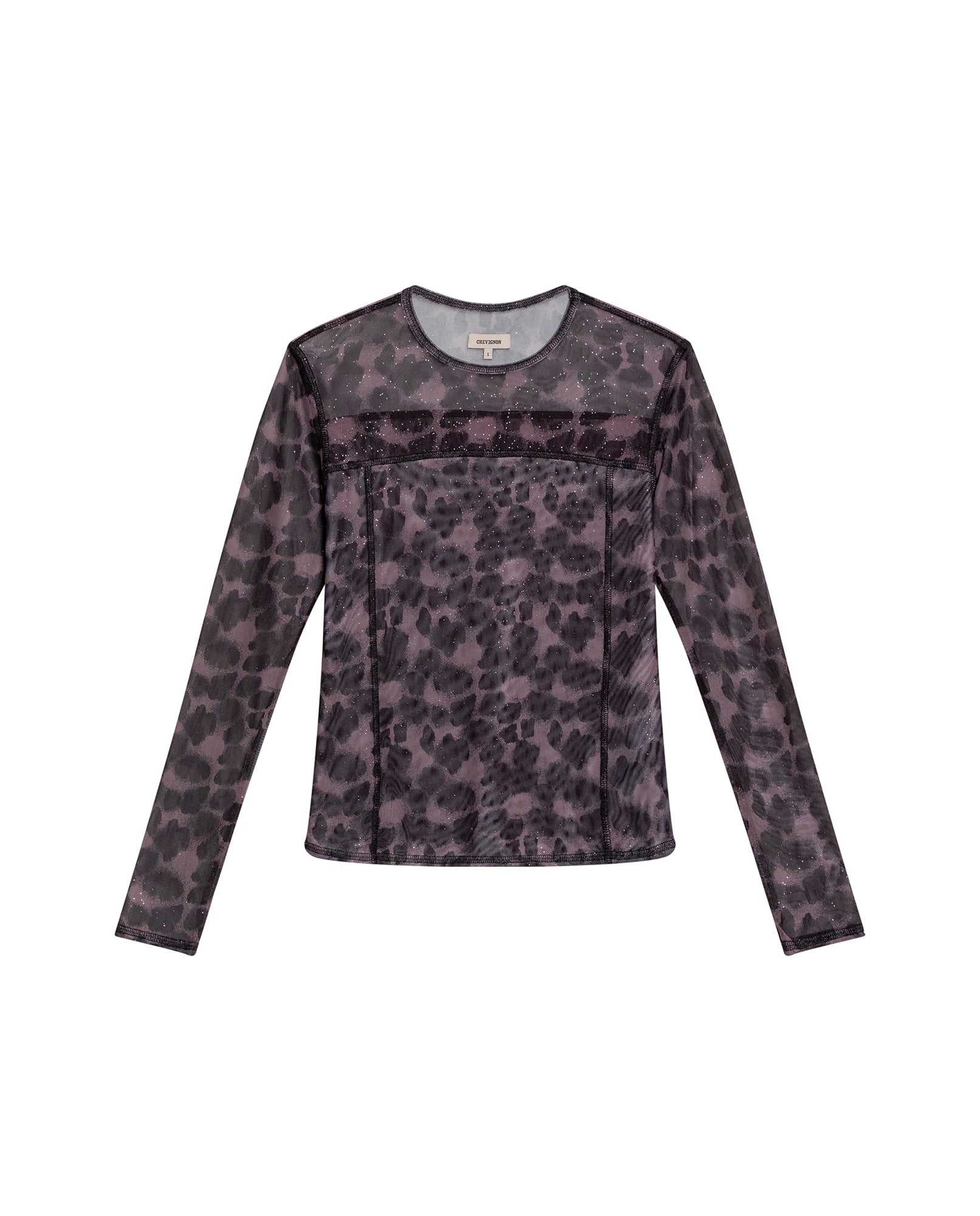 Women's Decorative Seam Long Sleeve Sheer Top Slim Fit in Polyester Stretch Blend, Refined 709G049 - 2