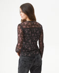 Women's Decorative Seam Long Sleeve Sheer Top Slim Fit in Polyester Stretch Blend, Refined 709G049 - 5