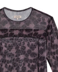 Women's Decorative Seam Long Sleeve Sheer Top Slim Fit in Polyester Stretch Blend, Refined 709G049 - 7