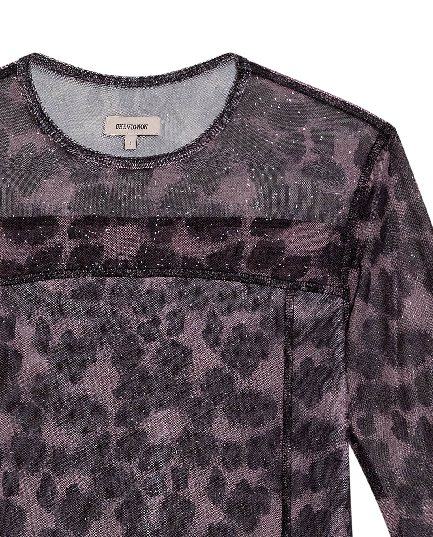Women's Decorative Seam Long Sleeve Sheer Top Slim Fit in Polyester Stretch Blend, Refined 709G049 - 7